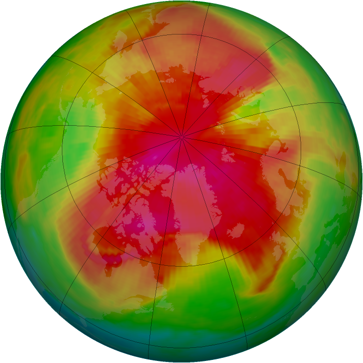 Arctic ozone map for 16 March 1989